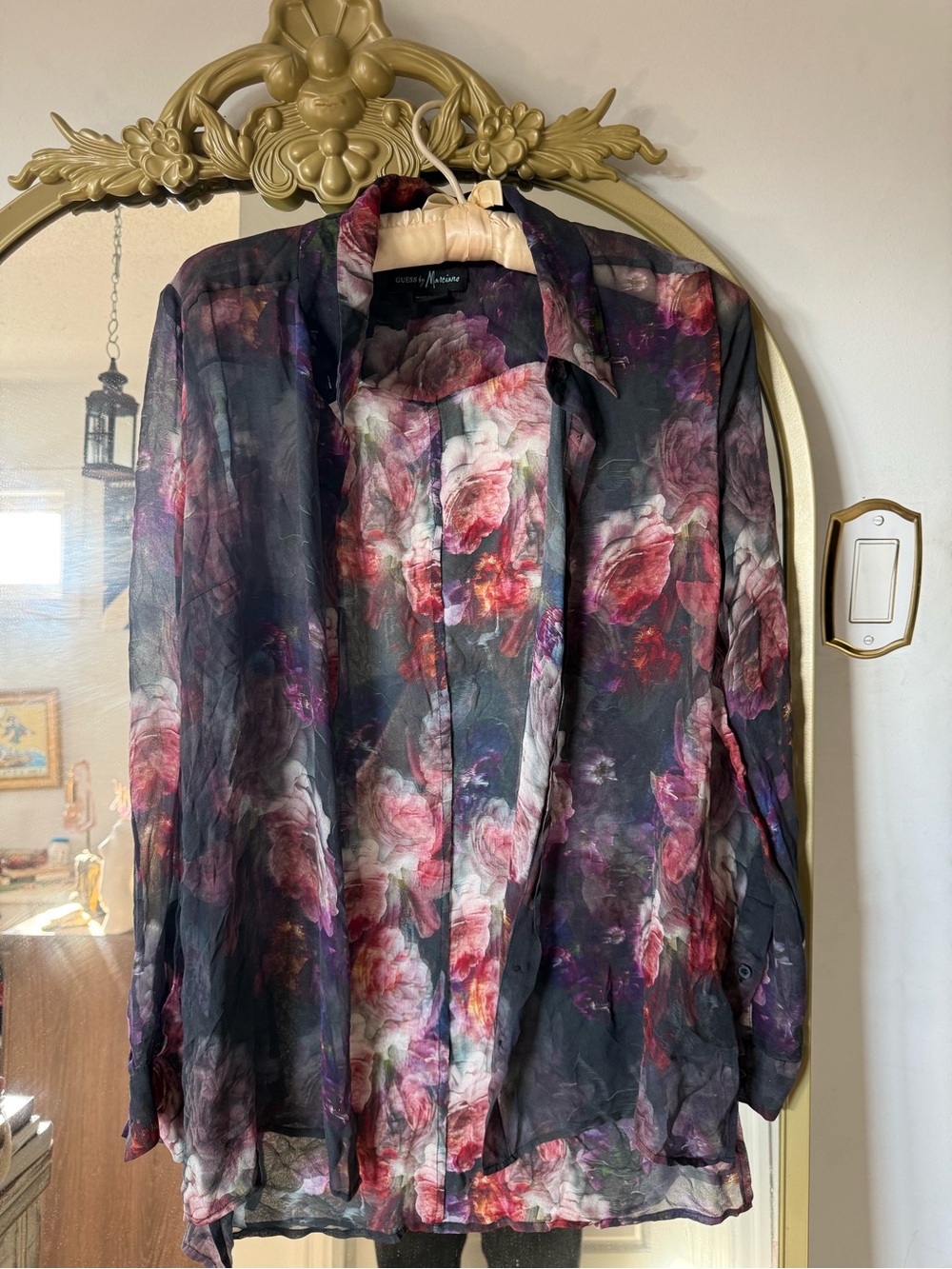 GUESS BY MARCIANO SILK SHEER BUTTON UP